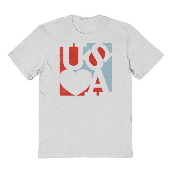 Americana Usa Love Sculpture Graphic Ash Grey Men's Cotton T-Shirt