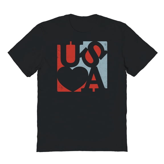 Americana Usa Love Sculpture Graphic Black Men's Cotton T-Shirt