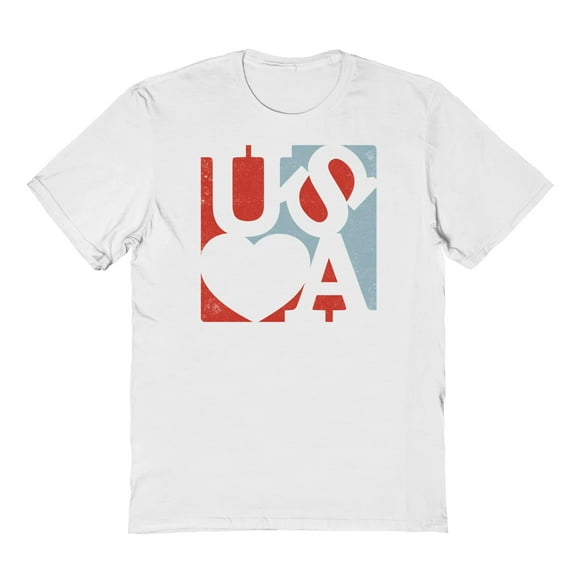 Americana Usa Love Sculpture Graphic White Men's Cotton T-Shirt