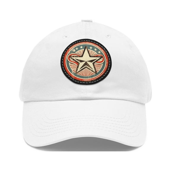 Americana Vintage Retro Star Flag Dad Hat Strap Back Circle Round Patch