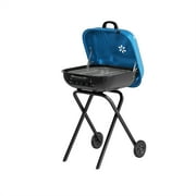 Americana Walk-A-Bout, Original Square Charcoal Grill-100% Pre-Assembled Portable Steel, Blue