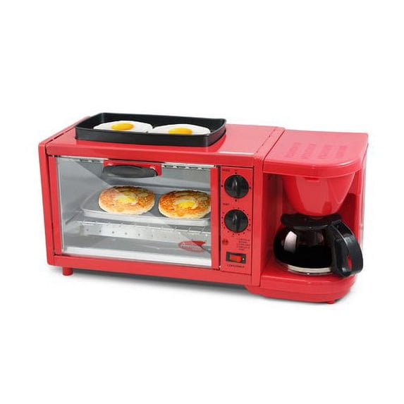 Americana by Elite EBK-300R 3-in-1 Deluxe Breakfast Station - Red