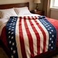 thumbnail image 1 of Americana summer Knitted Throw Blanket, USA American Flag Oversize Throw, Patriotic Striped Flannel Throw Blanket,Soft Lightweight Summer Sleeping Blanket, Red White Blue Couch Bed Blanket, 51" x 71", 1 of 9