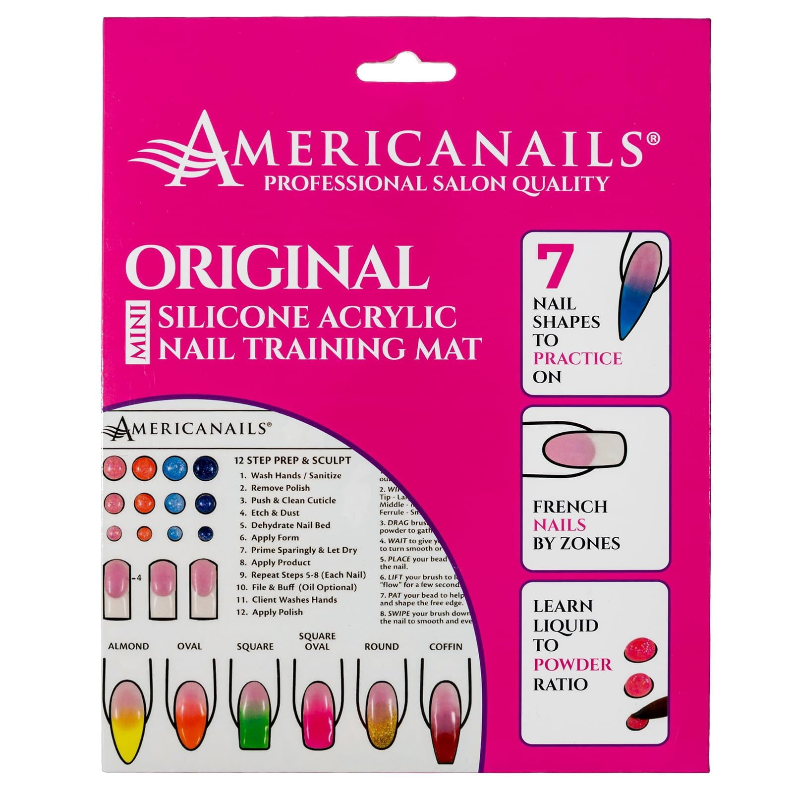 Americanails Mini Acrylic Nail Training Mat - Beginners Silicone ...