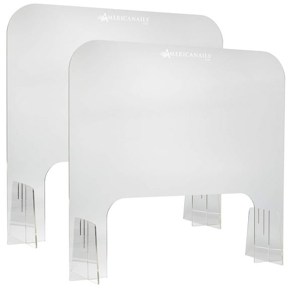 Americanails SalonSafe Table Shield, Protective Plexiglass Barrier Divider, Clear Acrylic Plastic Shield and Sneeze Guard for Nail Salon, Portable and Freestanding - 2 Count