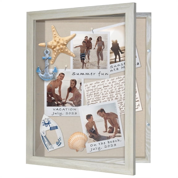 Americanflat 11x14 Shadow Box Frame with Shatter-Resistant Glass Front Silhouette Collection Case - Grey