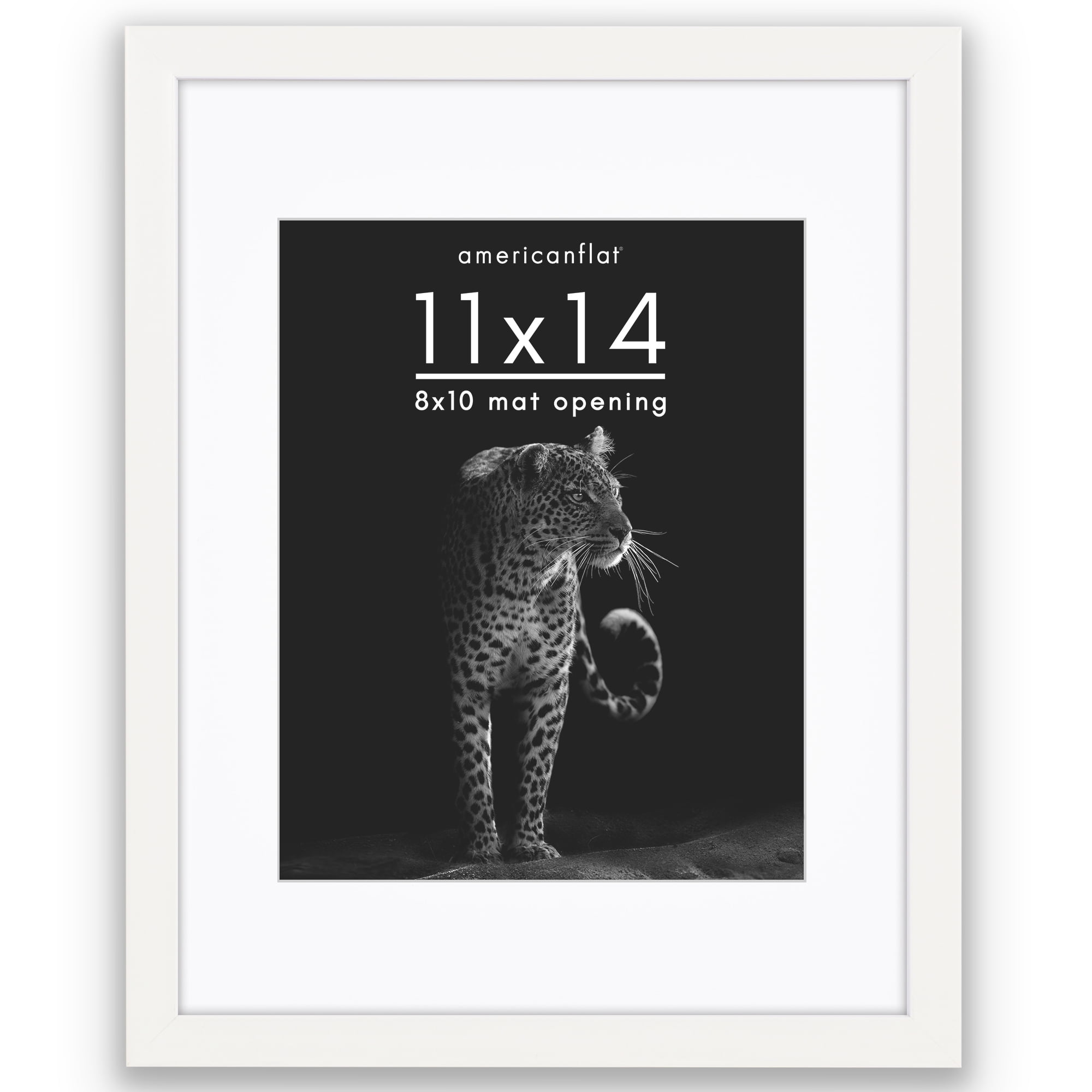 Americanflat 11x14 Picture Frame with Shatter-Resistant Glass with 8x10 Mat Display Photo Soho Deep - White