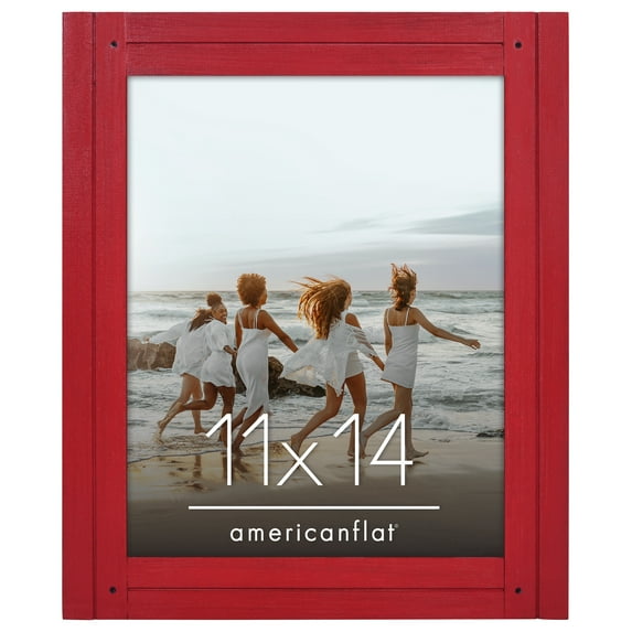 Americanflat 11x14 Picture Frame Polished Crystal Clear Glass Hampton Collection Distressed Frames Wall - Red