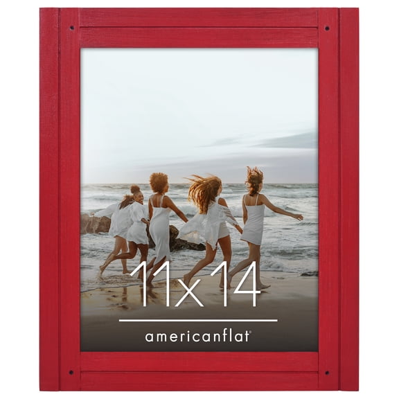 Americanflat 11x14 Picture Frame Polished Crystal Clear Glass Hampton Collection Distressed Frames Wall - Red