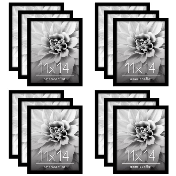 Americanflat 11x14 Picture Frame with Polished Plexiglass 12 Pack Signature Collection Frames Photo - Black