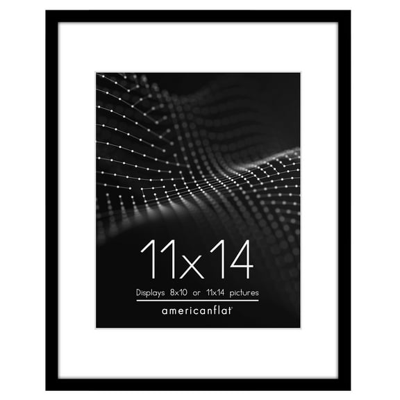 Americanflat 11x14 Picture Frame with Shatter-Resistant Glass with 8x10 Mat Display Photo Streamline - Black