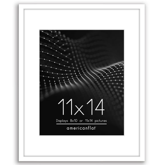 Americanflat 11x14 Picture Frame with Shatter-Resistant Glass with 8x10 Mat Display Photo Streamline - White