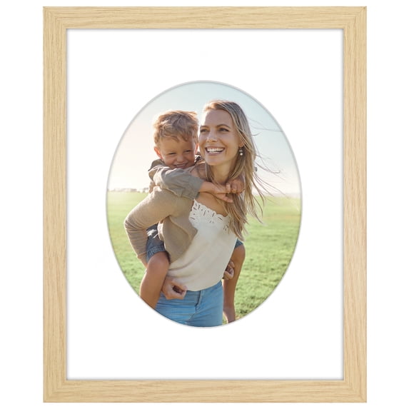 Americanflat 11x14 Picture Frame with Shatter-Resistant Glass shaped natural elevate cherished photos unique - Oak
