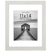 Americanflat 11x14 Picture Frame with Shatter-Resistant Glass with 8x10 Mat Display Photo Hudson Wide - White