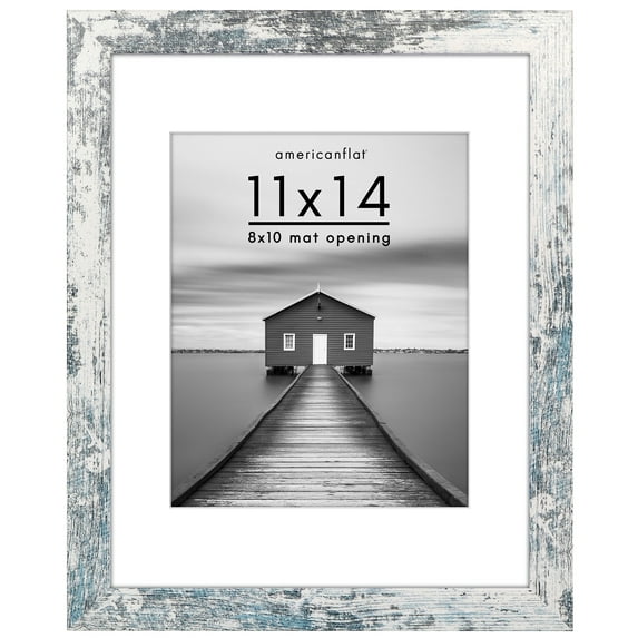 Americanflat 11"x14" Wide Molding Picture Frame - Distressed White