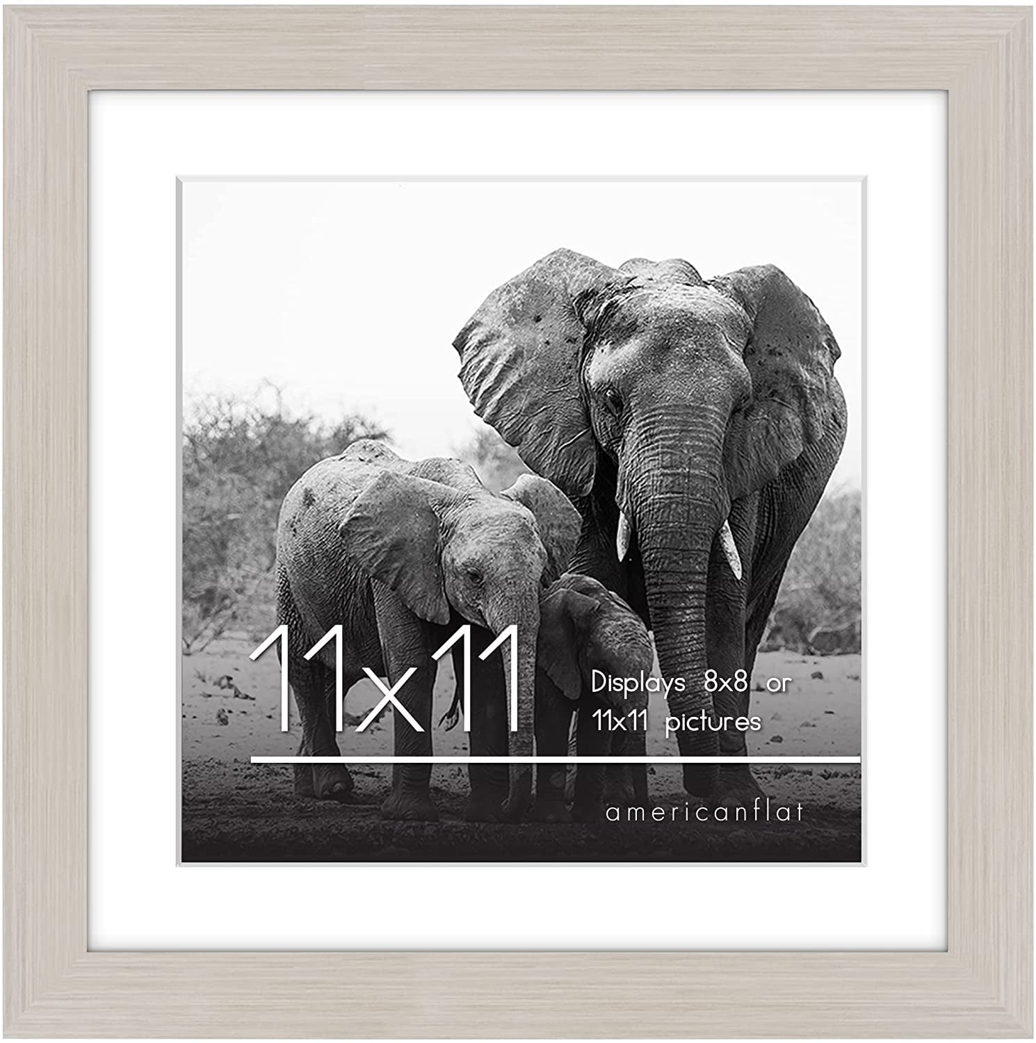 8x8 Frame with Mat - Black 11x11 Frame Wood Made to Display Print or Poster Measuring 8 x 8 Inches with White Photo Mat