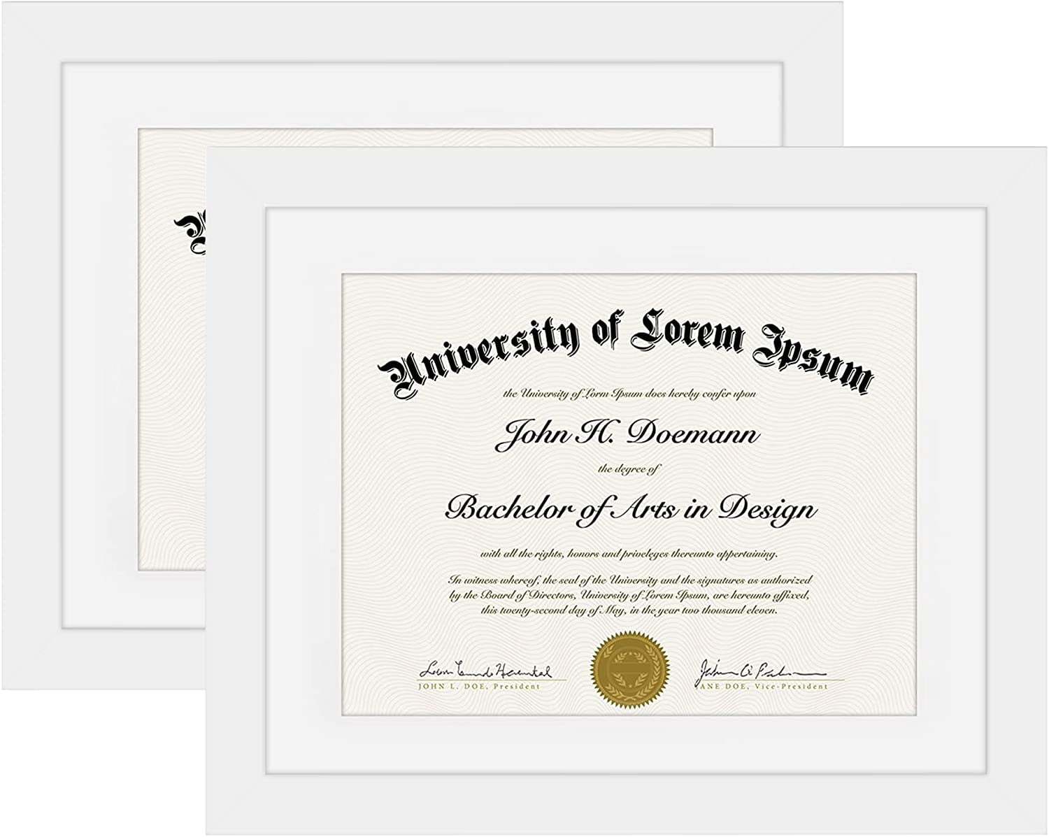 Americanflat 11x14 Black Diploma Frame | Displays 8.5x11 Diplomas with Mat or 11x14 Inch Without Mat. Shatter-Resistant Glass. Hanging Hardware Included! - 4 Pack