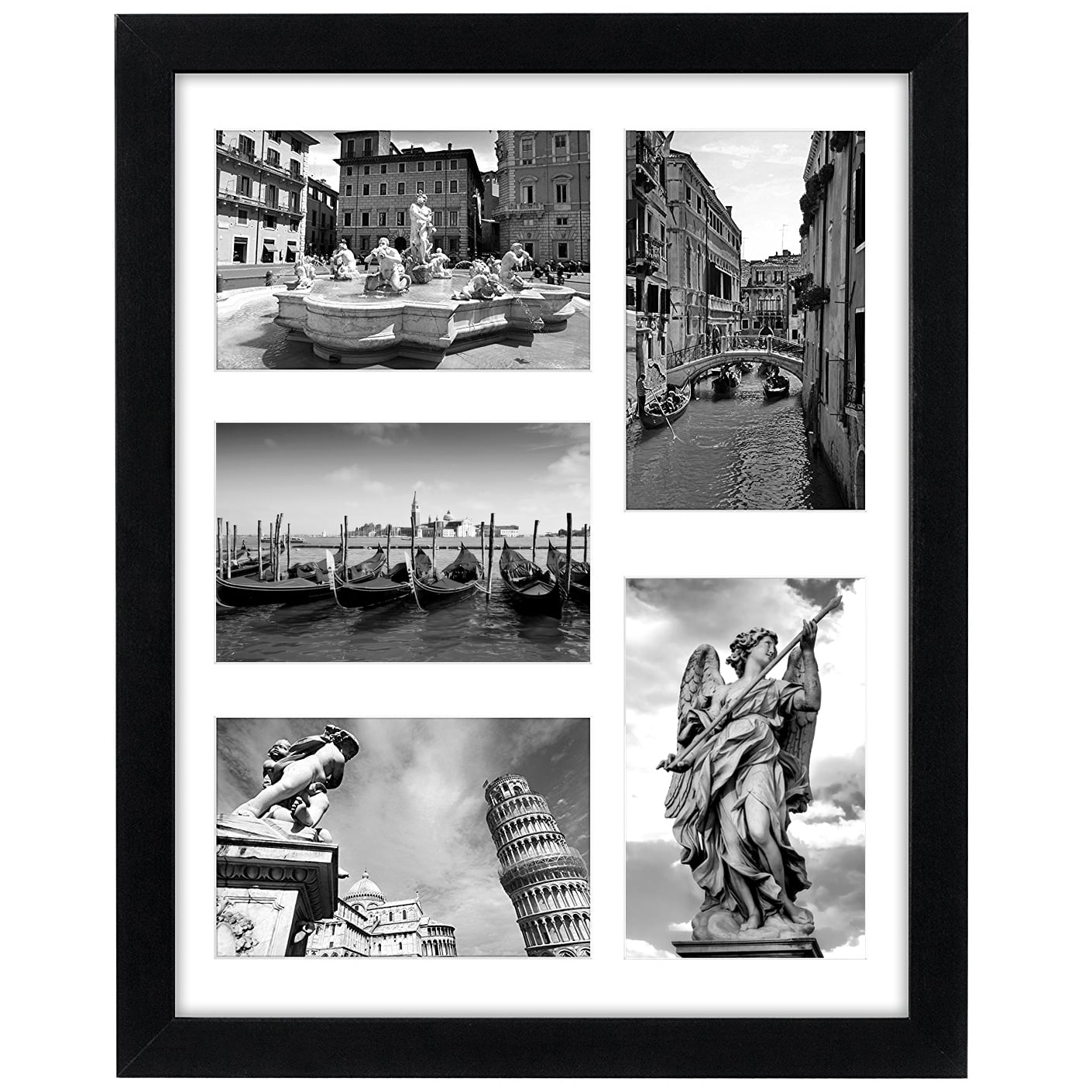 Americanflat 11x14 Collage Picture Frame in Black with Five 4x6 Picture Displays - Shatter Resistant Glass Horizontal and Vertical Formats for Wall