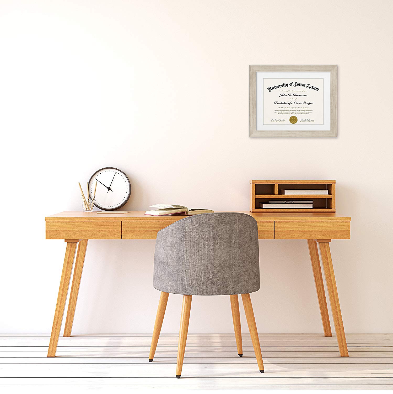 Americanflat 11x14 Drift Wood Diploma Frame - Displays 8.5x11 Diplomas with Mat or 11x14 Inch Without Mat. Shatter-Resistant Glass - Hanging Hardware Included!