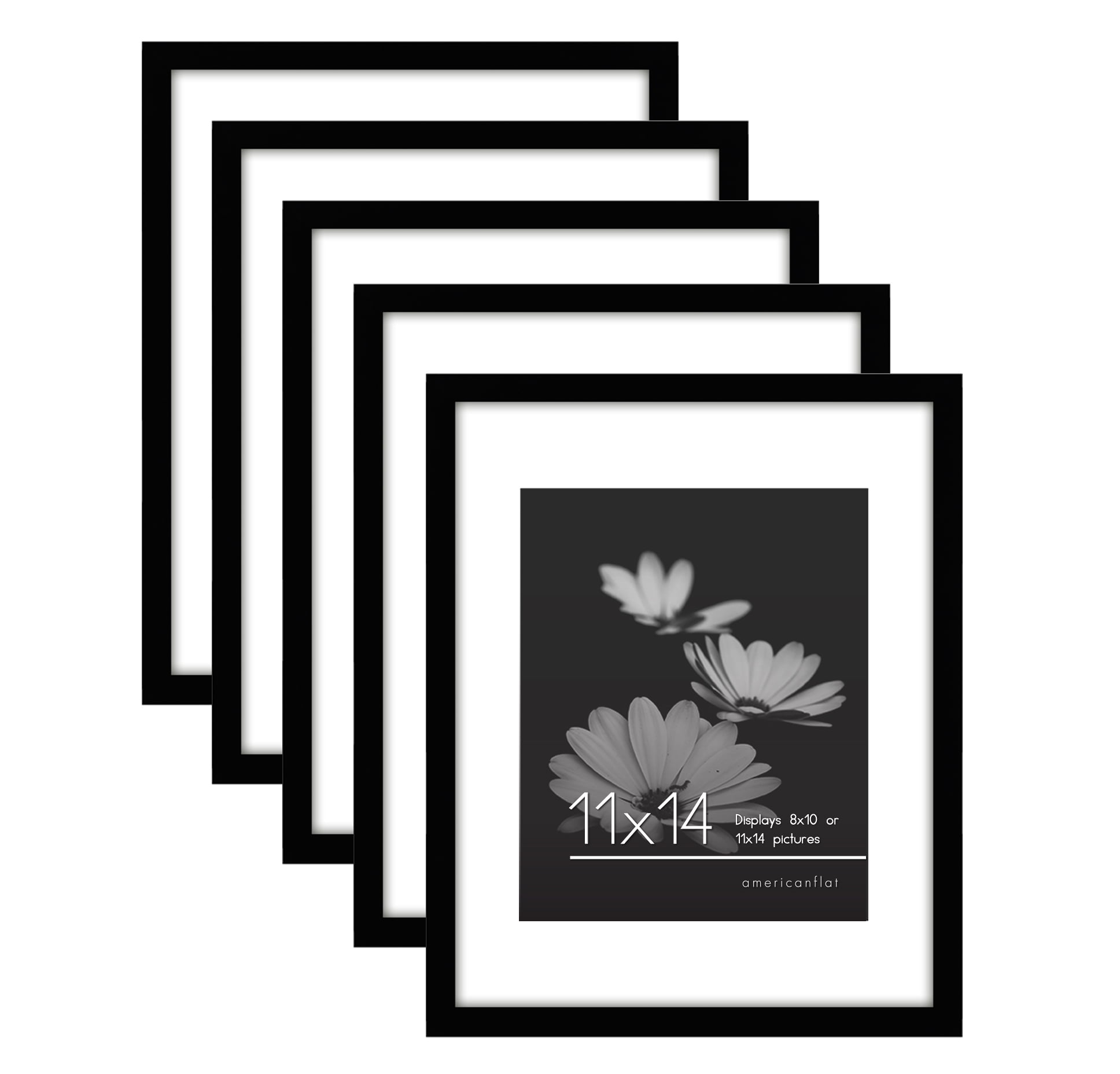 Americanflat 11x14 Picture Frame in Black Displays 8x10 With Mat and