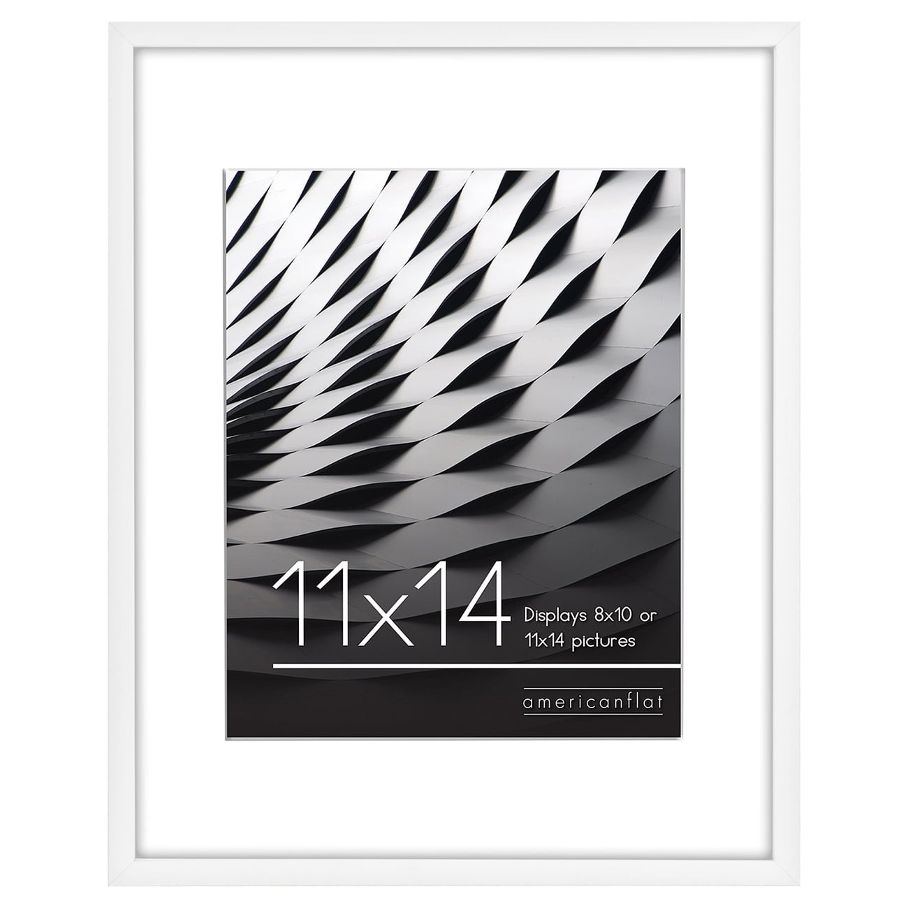 Americanflat 11x14 Picture Frame in White - Displays 8x10 With Mat and 11x14 Without Mat - Horizontal and Vertical Formats for Wall