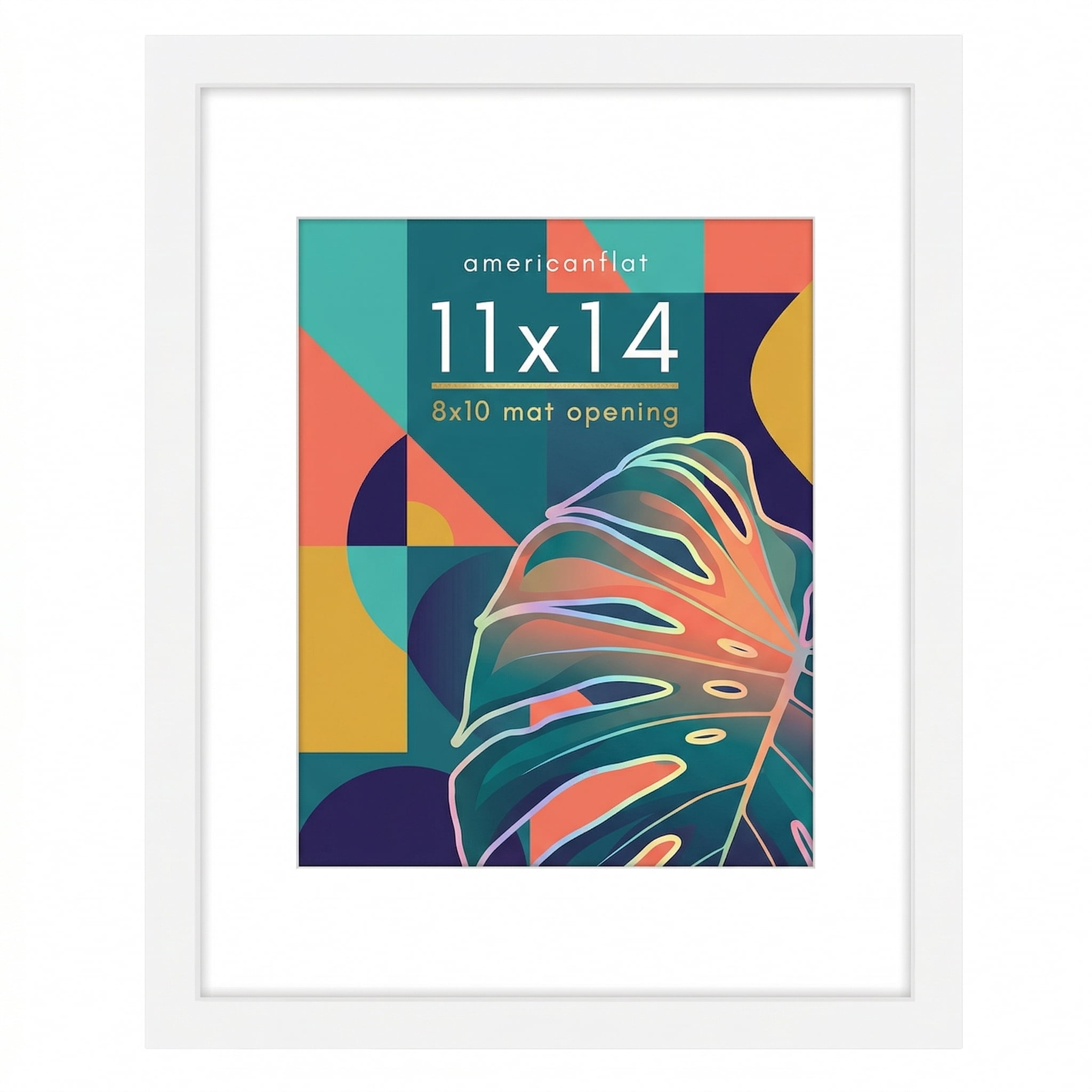 Americanflat 11x14 Picture Frame with Shatter-Resistant Glass with 8x10 Mat Display Photo Signature - White