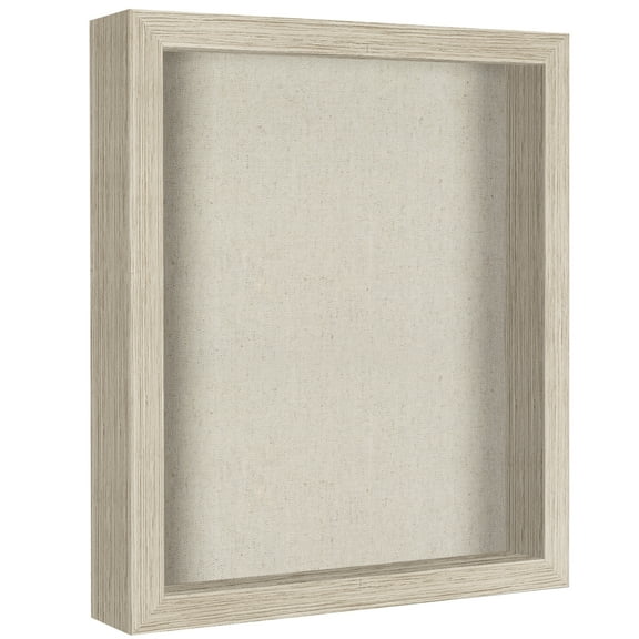 Americanflat 11x14 Shadow Box Frame in Driftwood with Soft Linen Back - Composite Wood with Polished Glass for Wall and Tabletop