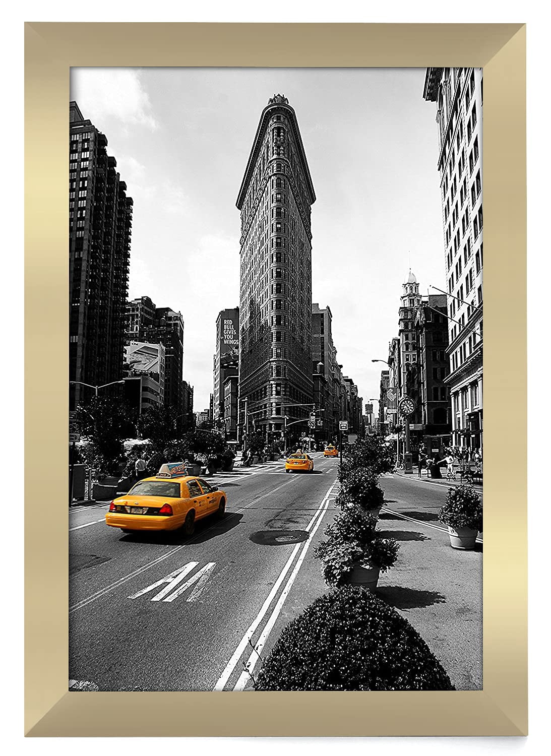 Americanflat 11x17 Picture Frame, MDF wood and shatter-resistant glass, portrait and landscape display, Gold