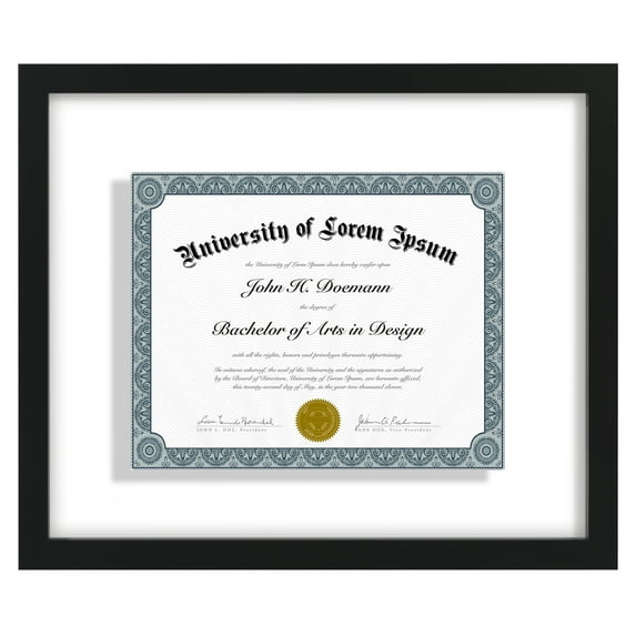 Americanflat 12.5" x 15" Floating Picture Frame for Certificates and Diplomas - Black
