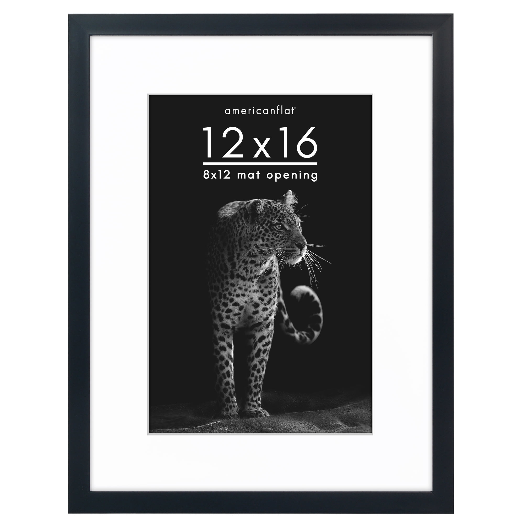 Americanflat 12x16 Picture Frame with Polished Plexiglass with 8x12 Mat Display Photo Soho Collection - Black
