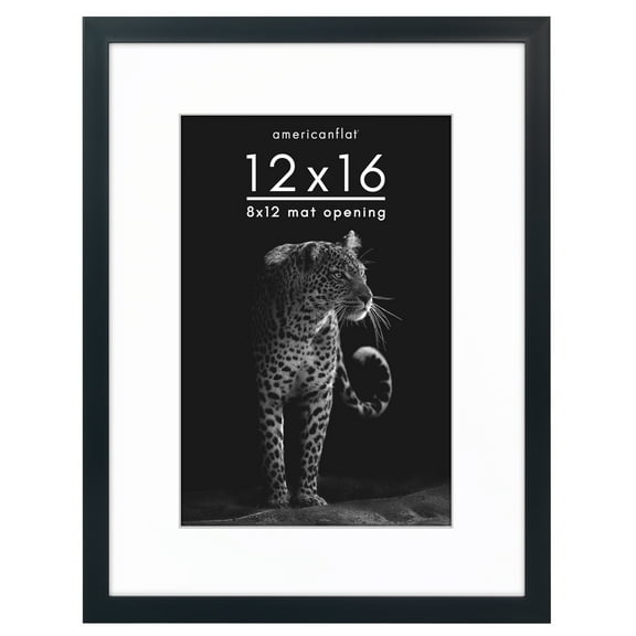 Americanflat 12" x 16" Gallery-Style Picture Frame with Mat to Secure Artwork, Prints, and Photos - Black