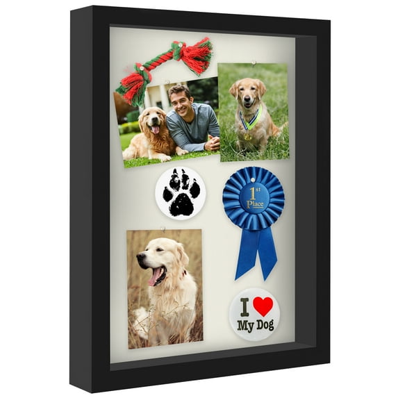 Americanflat 12" x 16"Shadow Box Frame with Shatter-Resistant Glass - Large Shadow Box Display Case for Tabletop and Wall Display - Black
