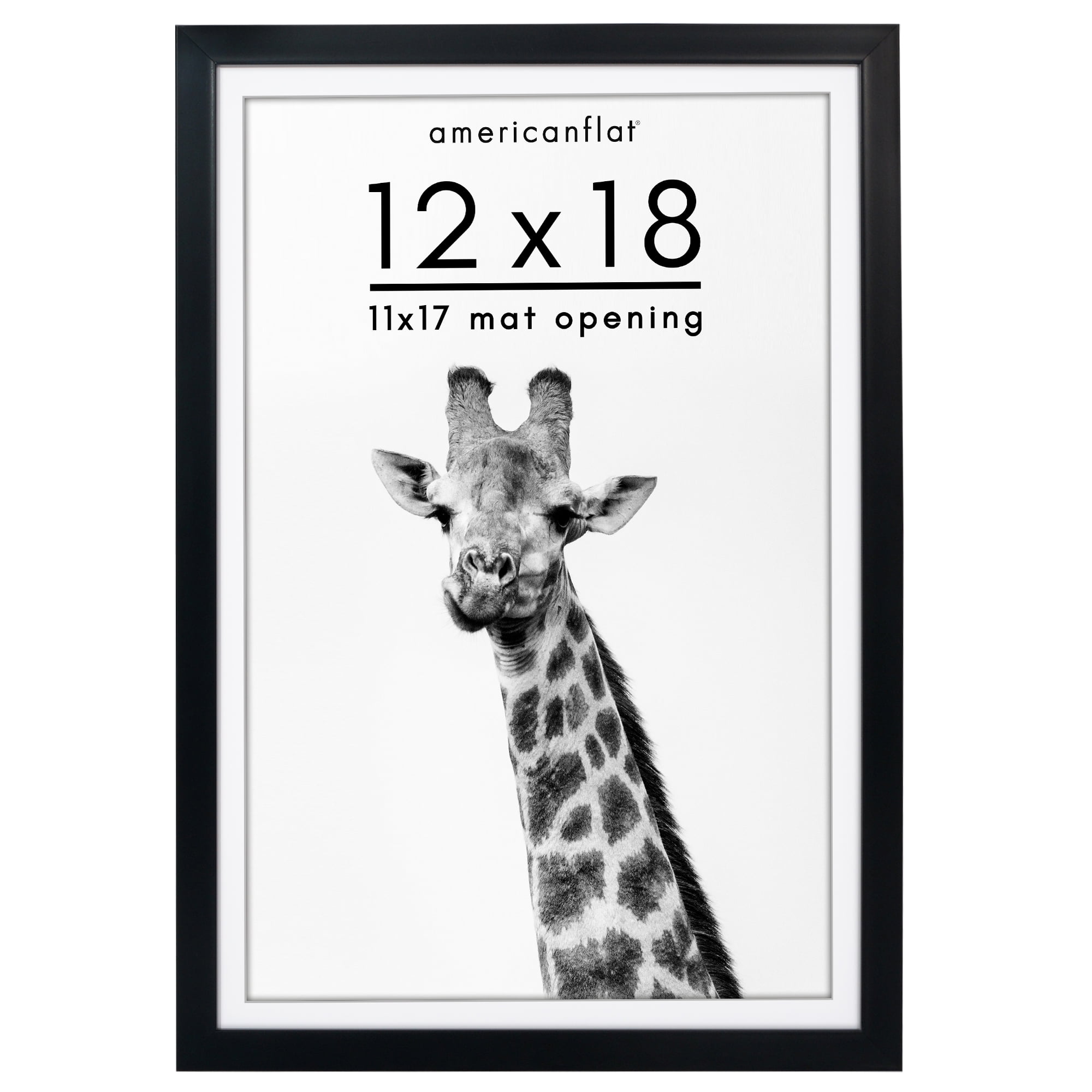 Americanflat 12x18 Poster Frame with Polished Plexiglass with 11x17 Mat Display Photo Soho Collection - Black