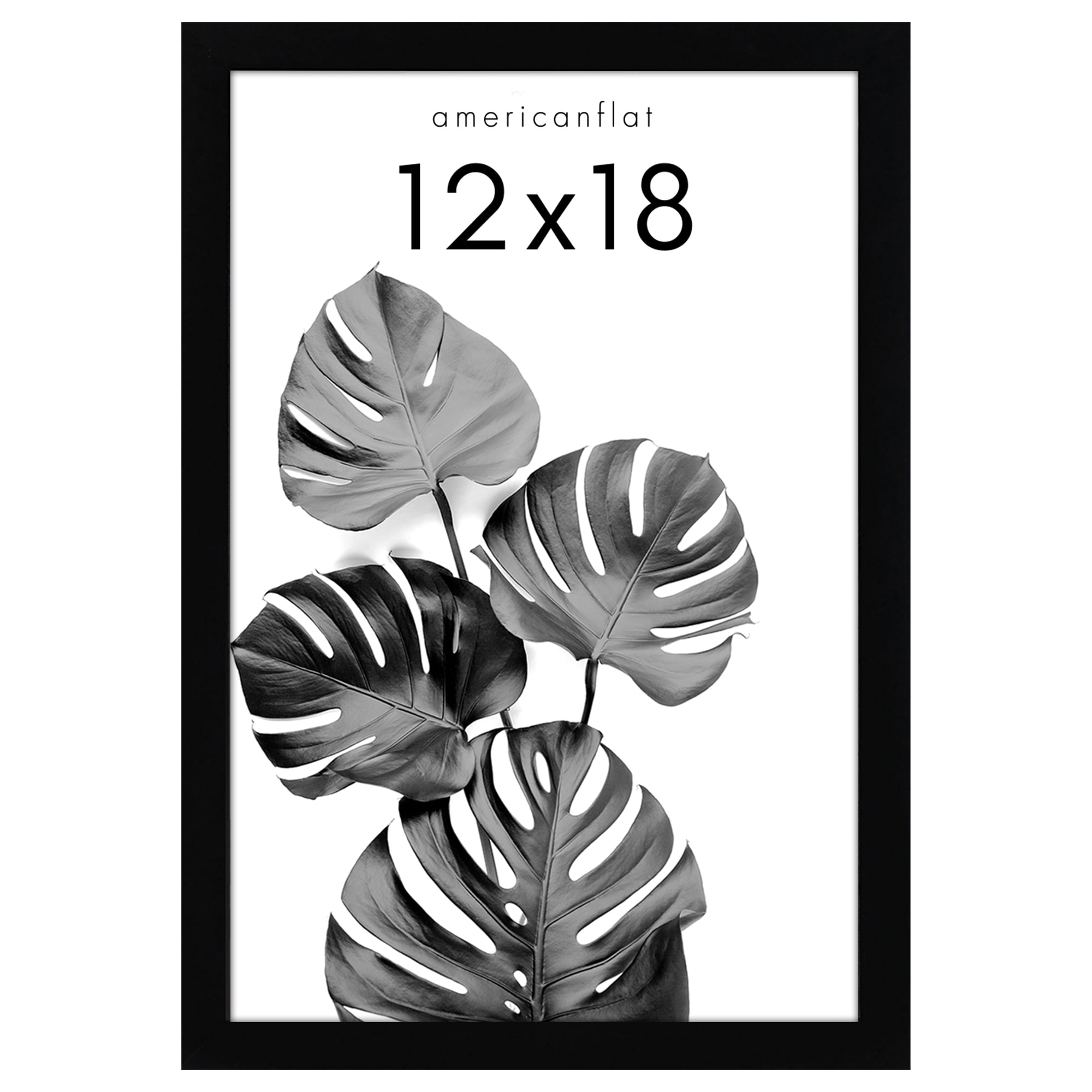 Americanflat 12" x 18" Picture Frame - Composite Wood and Plexiglass Cover - Black