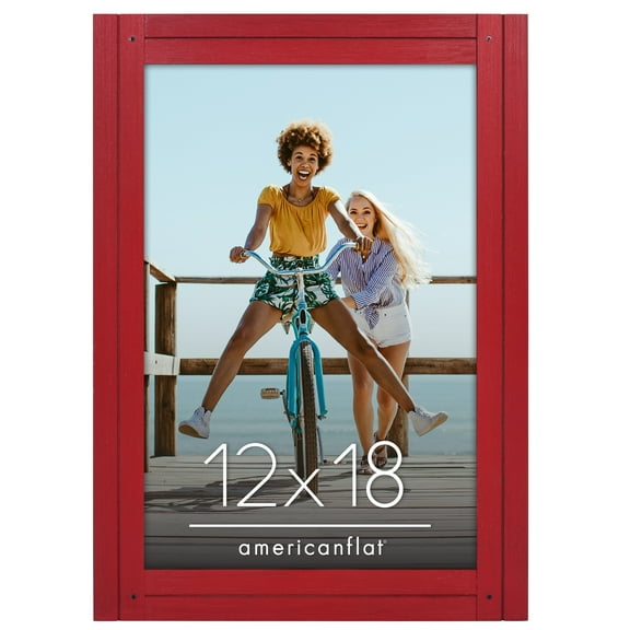 Americanflat 12x18 Poster Frame with Polished Plexiglass Hampton Collection Distressed Frames Wall - Red