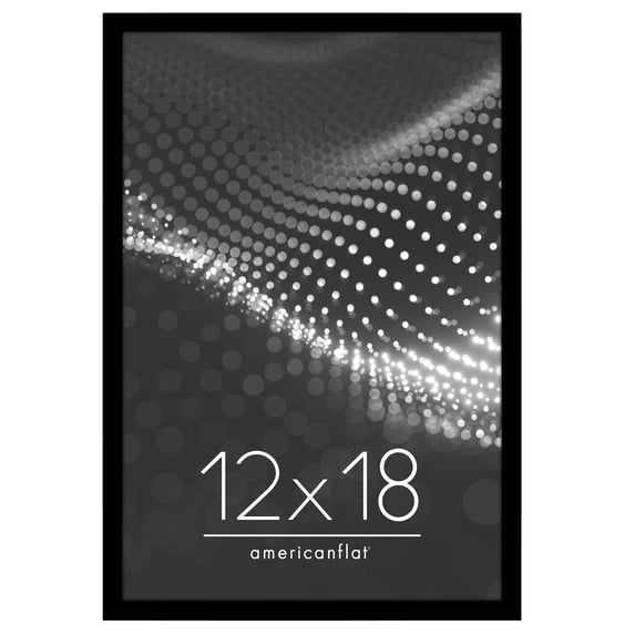 Americanflat 12x18 Poster Frame with Polished Plexiglass Streamline Collection Thin Border Wall - Black