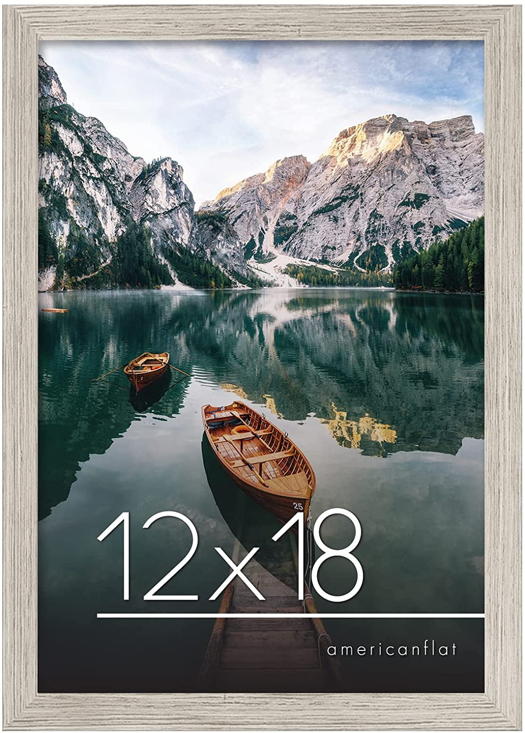 Americanflat 12x18 Picture Frame, MDF wood and shatter-resistant glass, portrait and landscape display, Driftwood