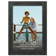 Americanflat 12x18 Poster Frame with Polished Plexiglass Hampton Collection Distressed Frames - Charcoal Black