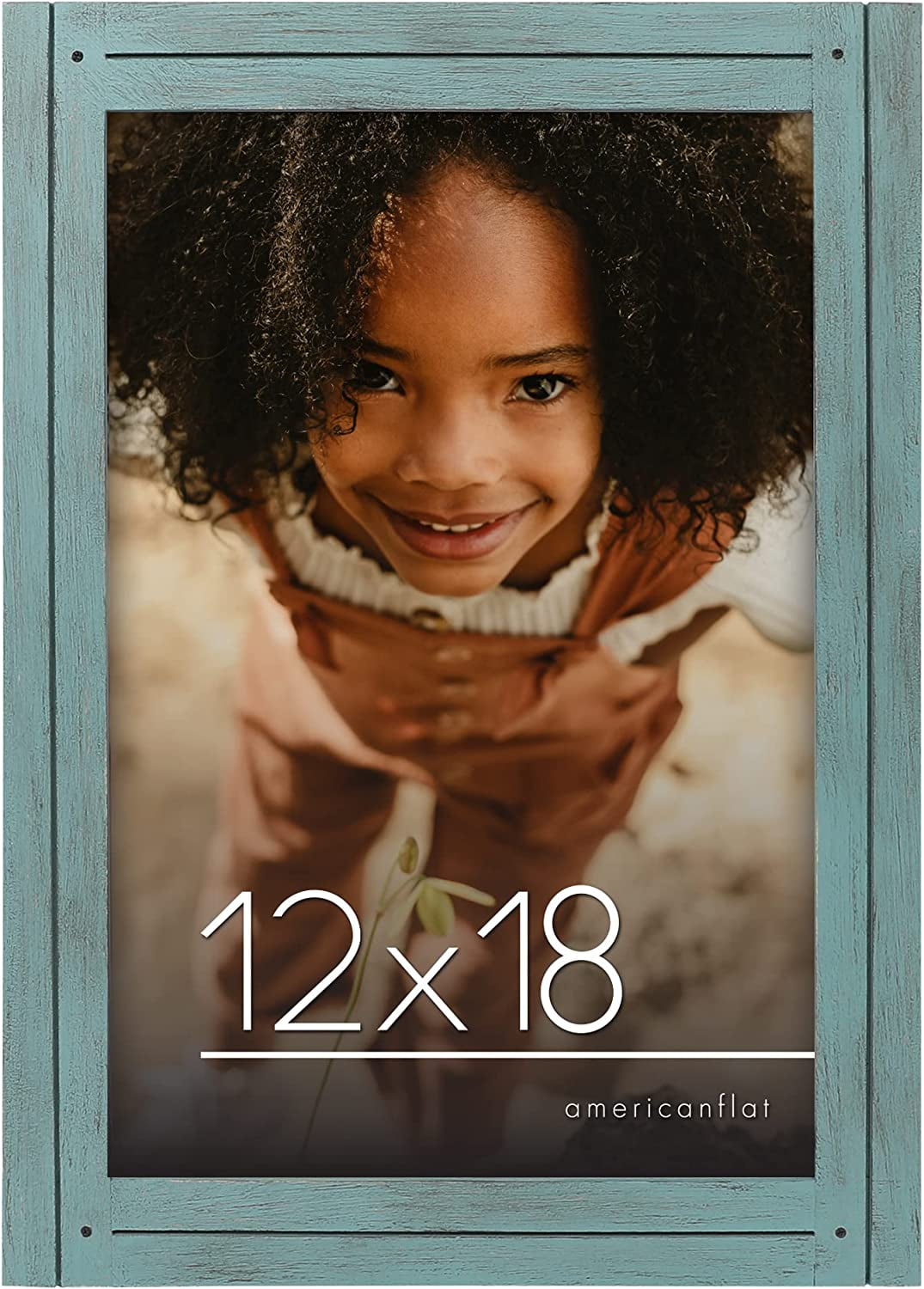 Americanflat 12x18 Rustic Picture Frame in Turquoise Blue with Textured