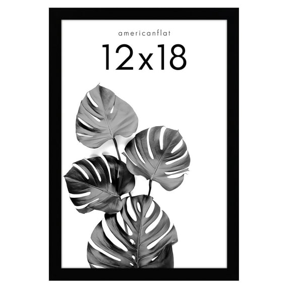 Americanflat 12x18 inches Gallery Picture Frame - Black Wood Molding with Glass Front