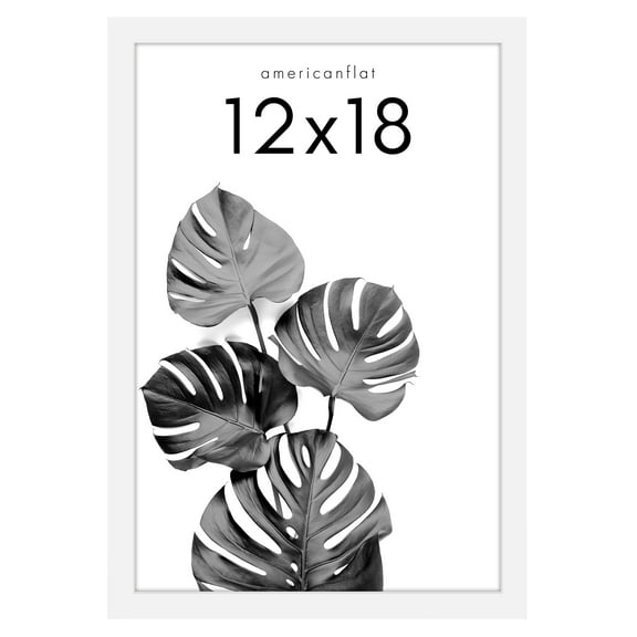 Americanflat 12x18 inches Gallery Picture Frame - White Wood Molding with Glass Front