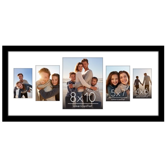 Americanflat 12x28 Picture Frame with Polished Plexiglass Collage Multi Frames Fit One Two Photos - Black