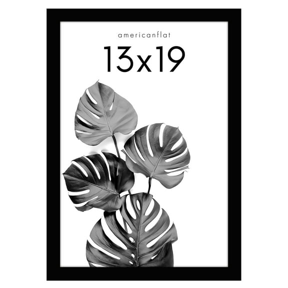 Americanflat 13x19 inches Gallery Picture Frame - Black Wood Molding with Glass Front