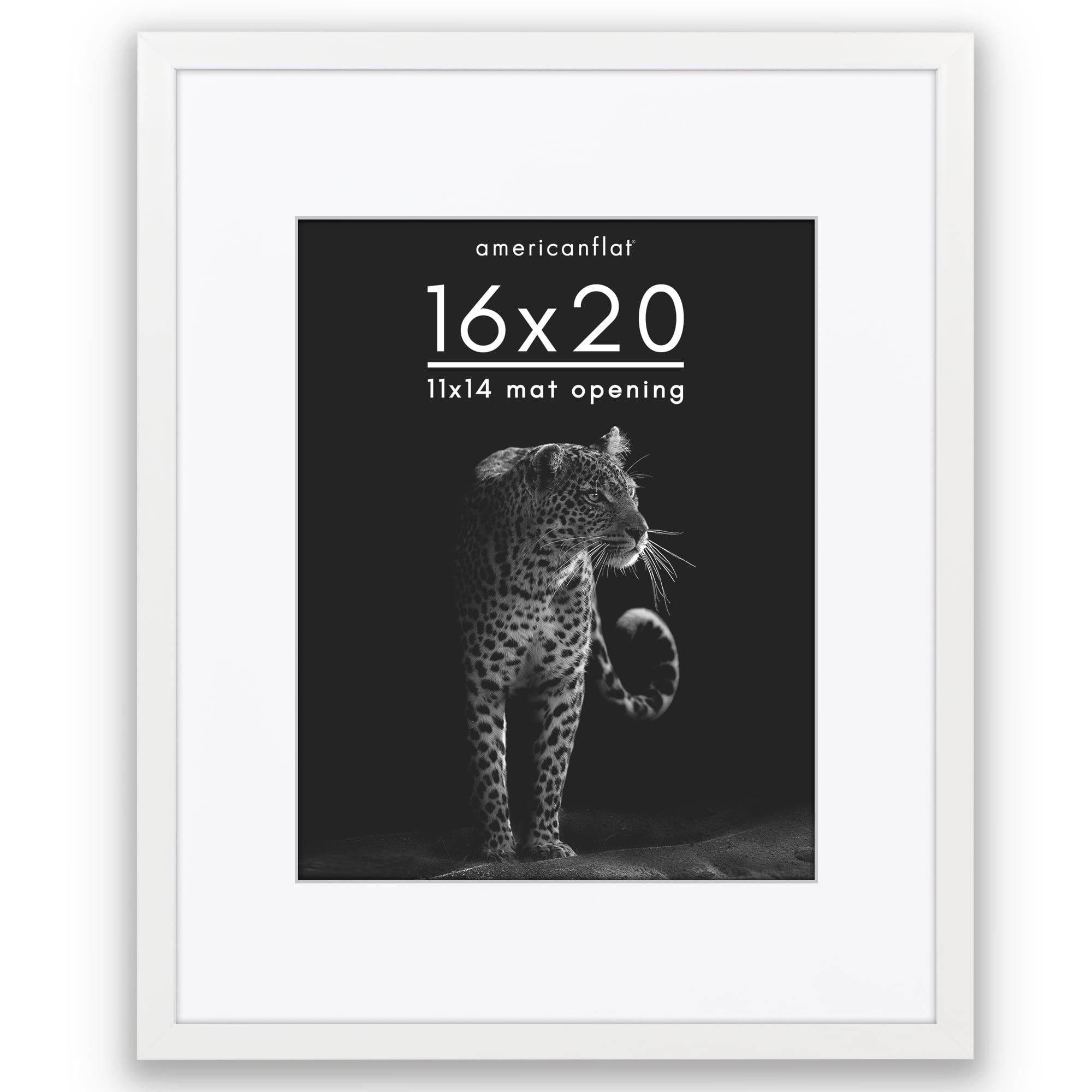 Americanflat 16x20 Picture Frame with Polished Plexiglass with 11x14 Mat Display Photo Soho Collection - White