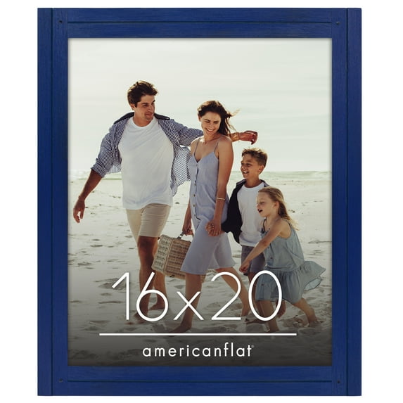 Americanflat 16x20 Picture Frame with Polished Plexiglass Hampton Collection Distressed Frames - Navy Blue