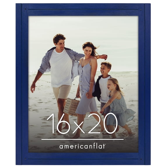 Americanflat 16x20 Picture Frame with Polished Plexiglass Hampton Collection Distressed Frames - Navy Blue