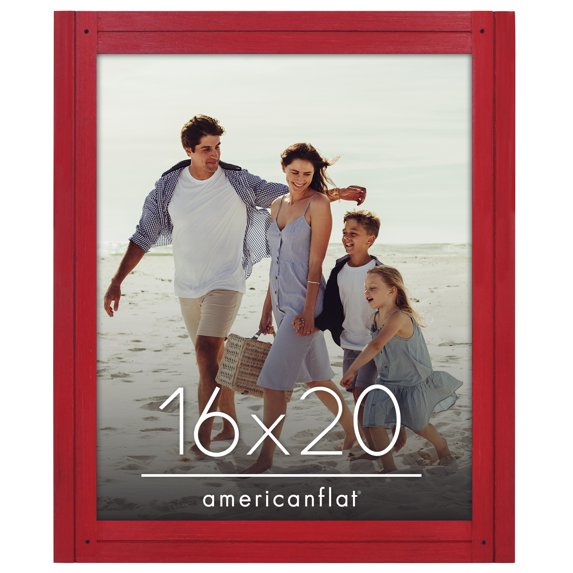 Americanflat 16x20 Picture Frame with Polished Plexiglass Hampton Collection Distressed Frames Wall - Red