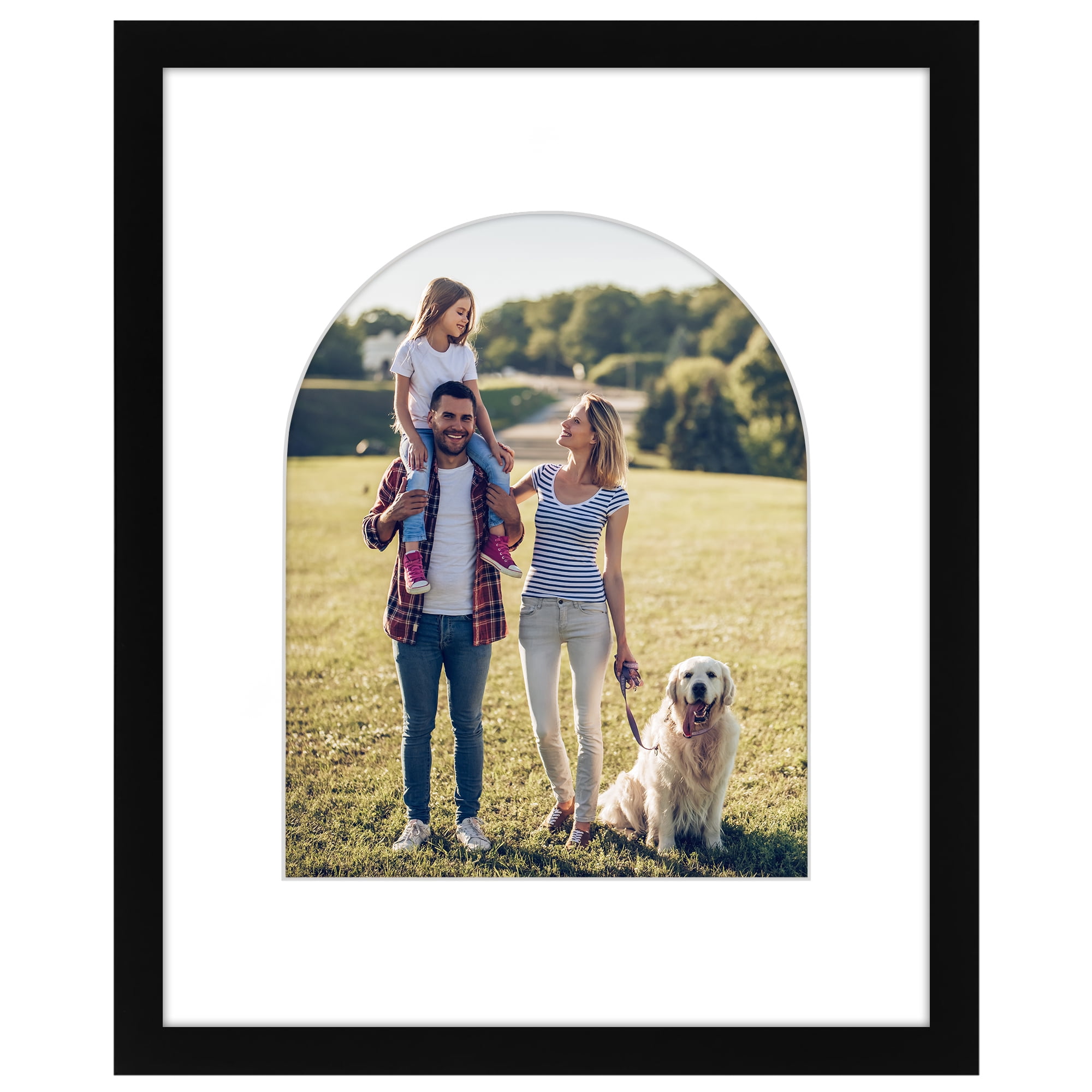 Americanflat 16" x 20" Picture Frame with Arch-Shaped Mat - Black