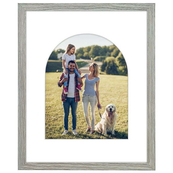 Americanflat 16" x 20" Picture Frame with Arch-Shaped Mat - Driftwood