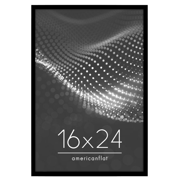 Americanflat 16x24 Poster Frame with Polished Plexiglass Streamline Collection Thin Border Wall - Black